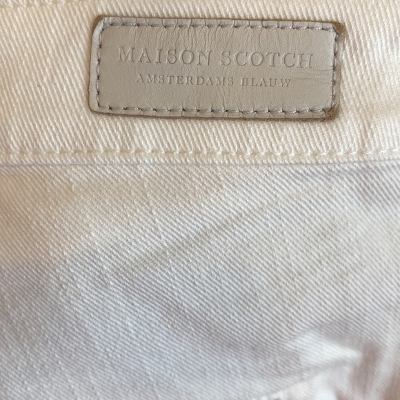 NWT Madison Scotch By Scotch and Soda White Denim Jeans leather side detail - Picture 6 of 9